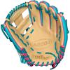 Wilson Spring 2025 A2000 1786 11.5″ Infield Baseball Glove – Right Hand Throw, Teal/Blonde/Flamingo