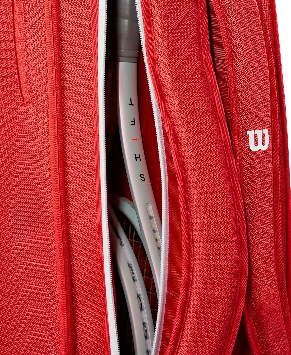 imageWILSON 2025 Super Tour Red Tennis Racket Bags RedWhiteRacket Bag Holds up to 6 Rackets