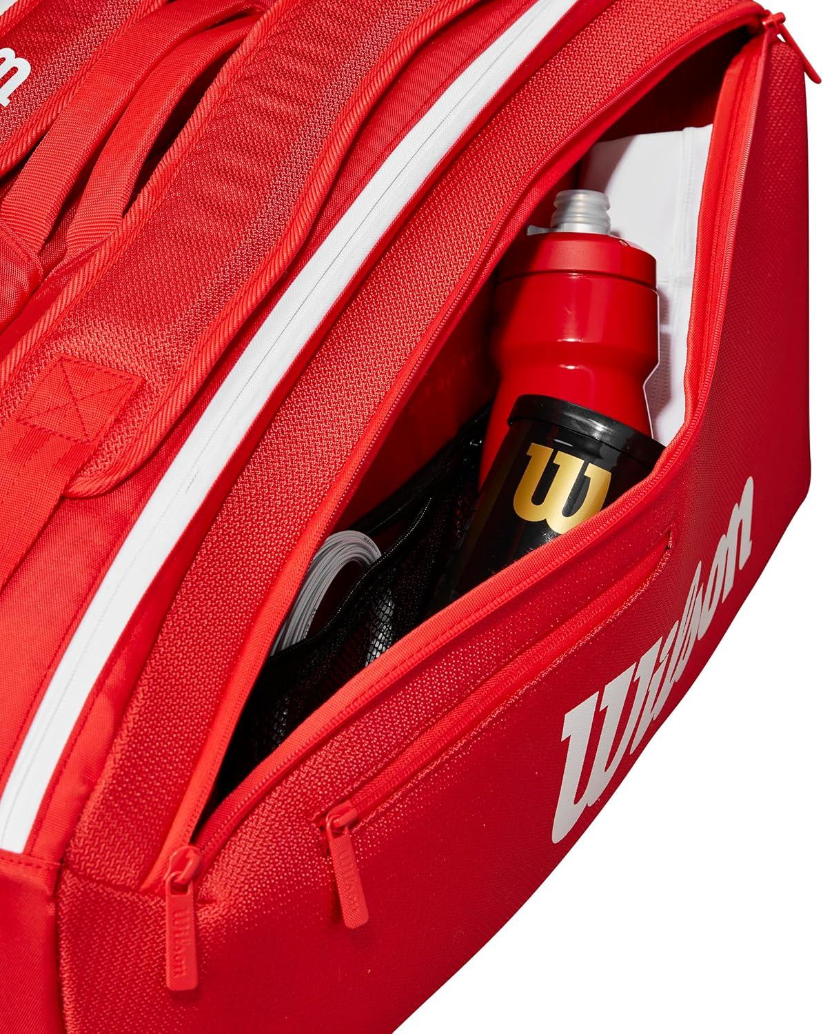 imageWILSON 2025 Super Tour Red Tennis Racket Bags RedWhiteRacket Bag Holds up to 9 Rackets