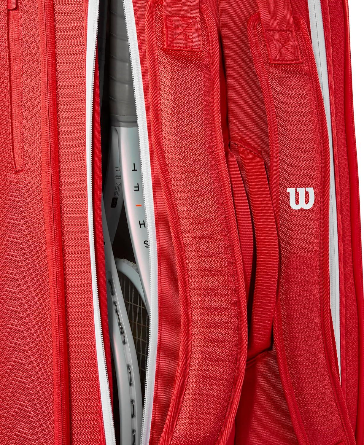 imageWILSON 2025 Super Tour Red Tennis Racket Bags RedWhiteRacket Bag Holds up to 9 Rackets