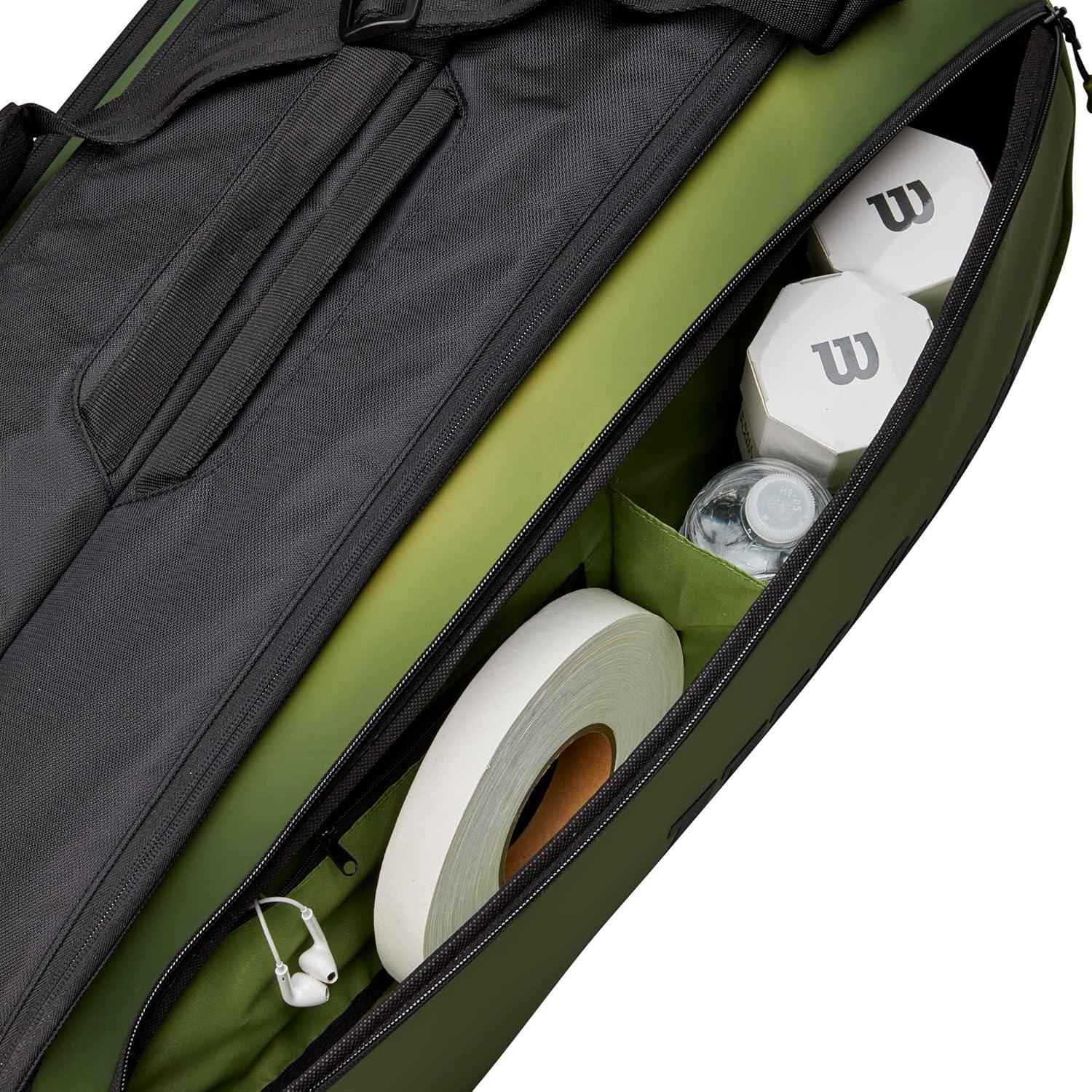 imageWilson Blade V8 Super Tour Tennis Racket Bag GreenBlack Holds up to 9 Rackets