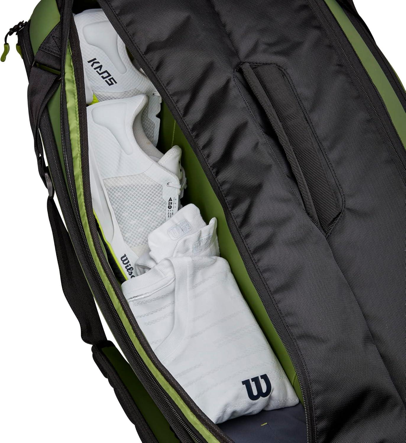 imageWilson Blade V8 Super Tour Tennis Racket Bag GreenBlack Holds up to 9 Rackets
