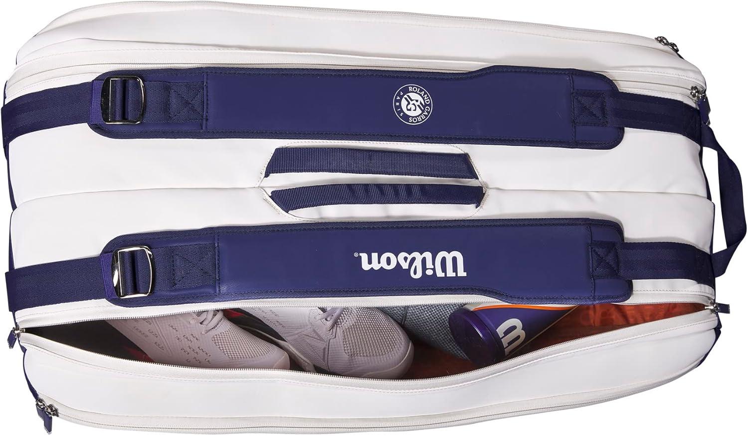 imageWilson Roland Garros Super Tour Tennis Racket Bag NavyWhite Holds up to 9 Rackets