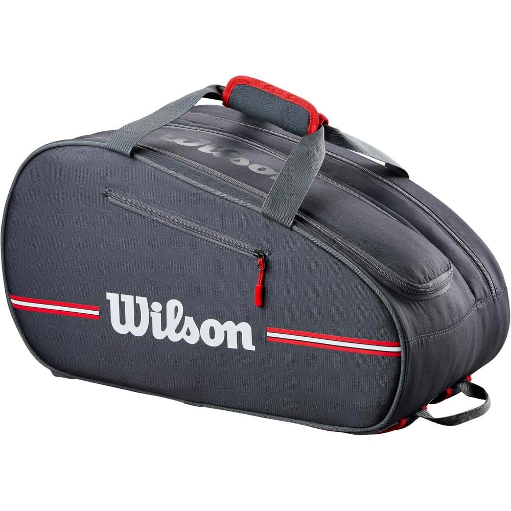 imageWILSON Team Padel Bag Holds up to 4 Padel Rackets BlackRed