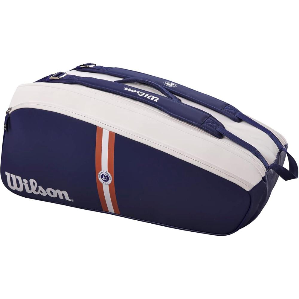 imageWilson Roland Garros Super Tour Tennis Racket Bag  NavyWhite Holds up to 9 Rackets