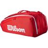 WILSON 2025 Super Tour Red Tennis Racket Bags – Red/White(Racket Bag – Holds up to 15 Rackets)