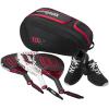 WILSON Bela Super Tour Padel Bag – Black/Red, Holds up to 4 Paddles