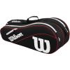 WILSON Advantage III Tennis Racket Bag – Holds up to 6 Rackets, Black/White/Red