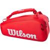 WILSON Super Tour Tennis Racket Bag – Red/White, Holds up to 9 Rackets