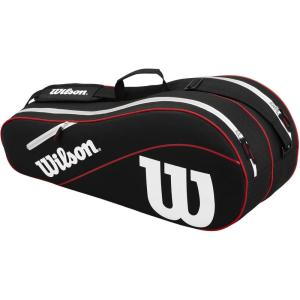 WILSON Advantage III Tennis Racket Bag – Holds up to 6 Rackets, Black/White/Red