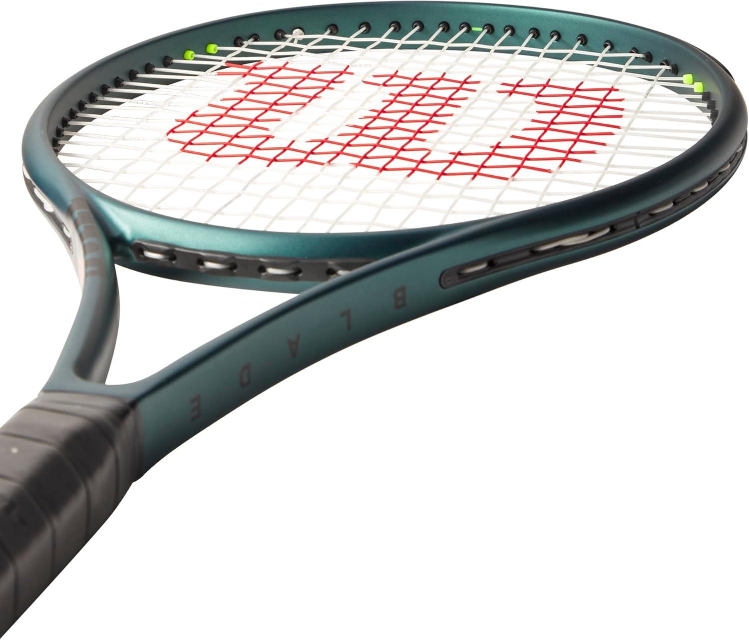 imageWilson Blade 100L V9 Strung Performance Tennis Rackets Strung with Sensation 16 Natural at Mid Range TensionGrip Size 0 4