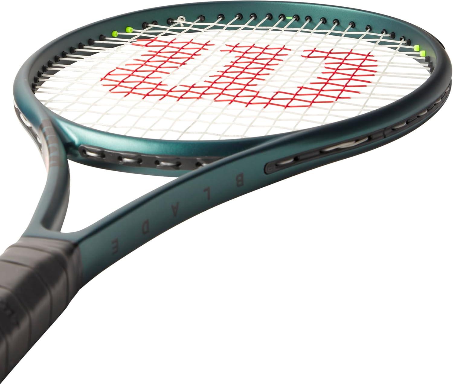 imageWilson Blade 100UL V9 Strung Performance Tennis Rackets Strung with Sensation 16 Natural at Mid Range TensionGrip Size 3 4 38
