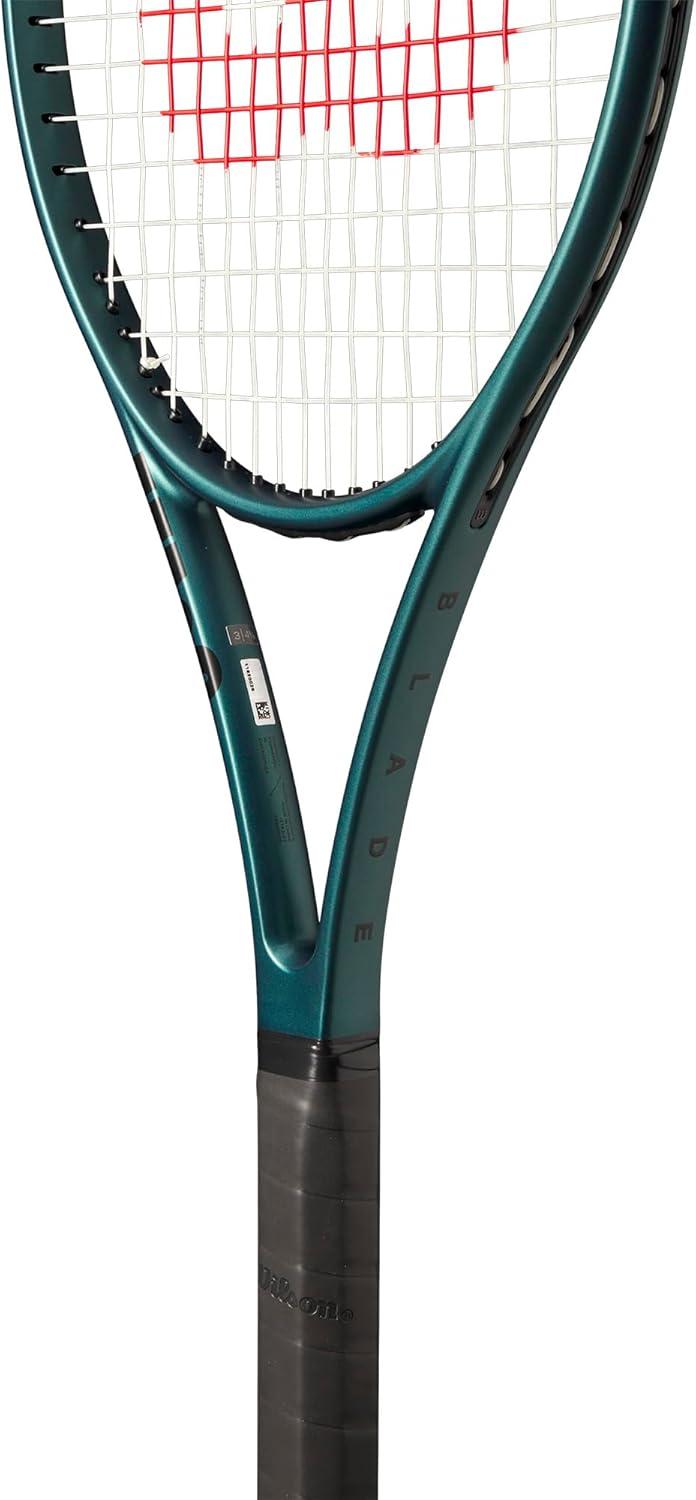 imageWilson Blade 104 V9 Strung Performance Tennis Rackets Strung with Sensation 16 Natural at Mid Range TensionGrip Size 4 4 12