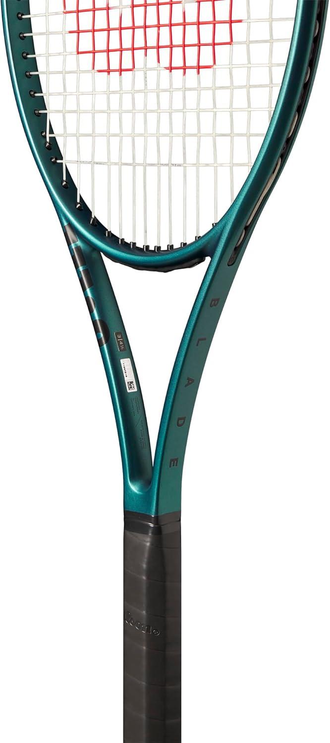 imageWilson Blade 98 16x19 V9 Strung Performance Tennis Rackets Strung with Sensation 16 Natural at Mid Range TensionGrip Size 1 4 18