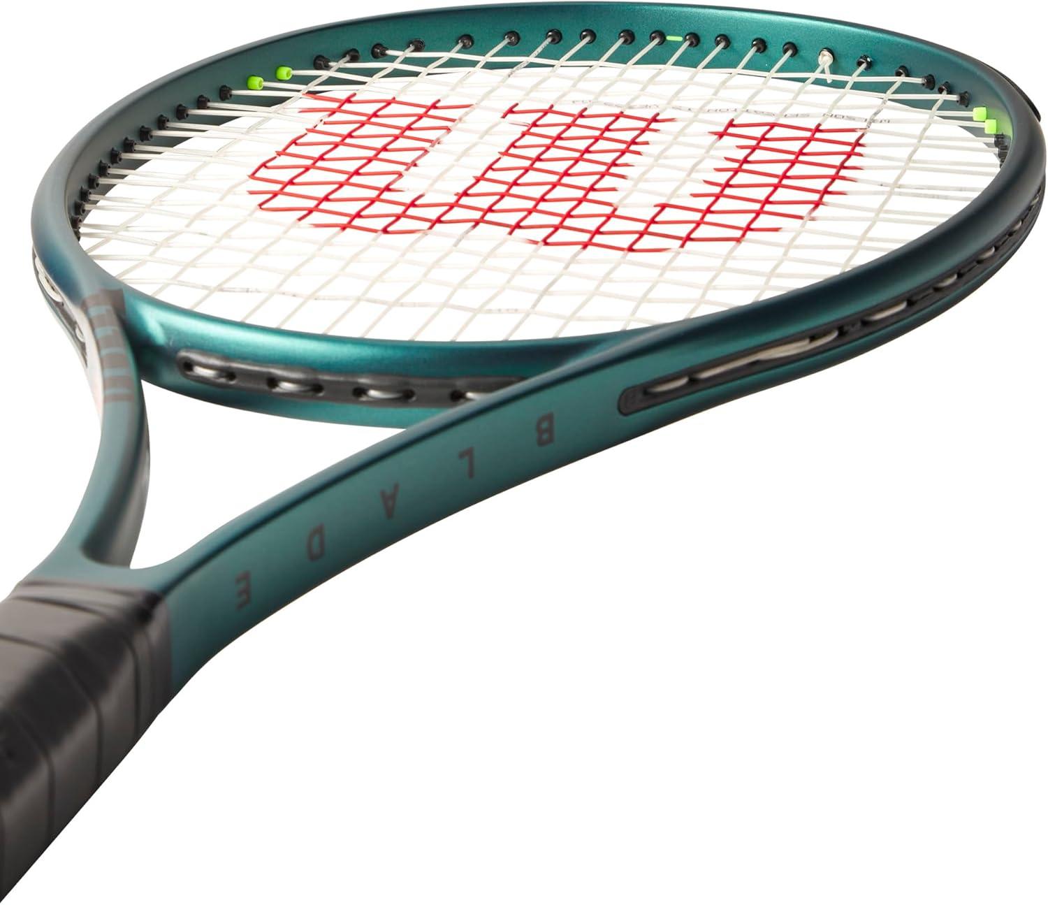 imageWilson Blade 98 16x19 V9 Strung Performance Tennis Rackets Strung with Sensation 16 Natural at Mid Range TensionGrip Size 2 4 14