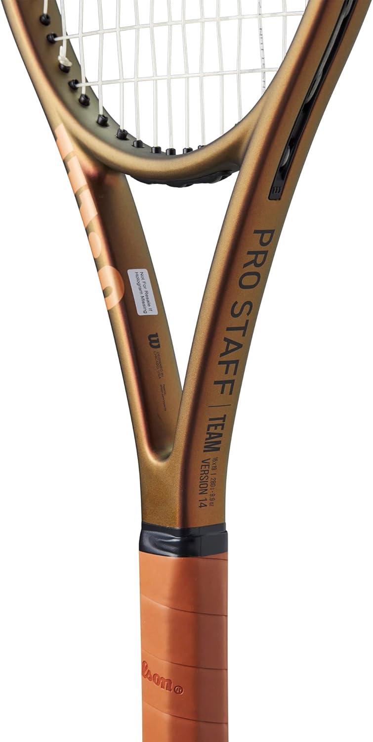 imageWilson Pro Staff 97 V14 Performance Tennis Rackets Strung with Sensation 16 Natural at Mid Range TensionGrip Size 4 4 12