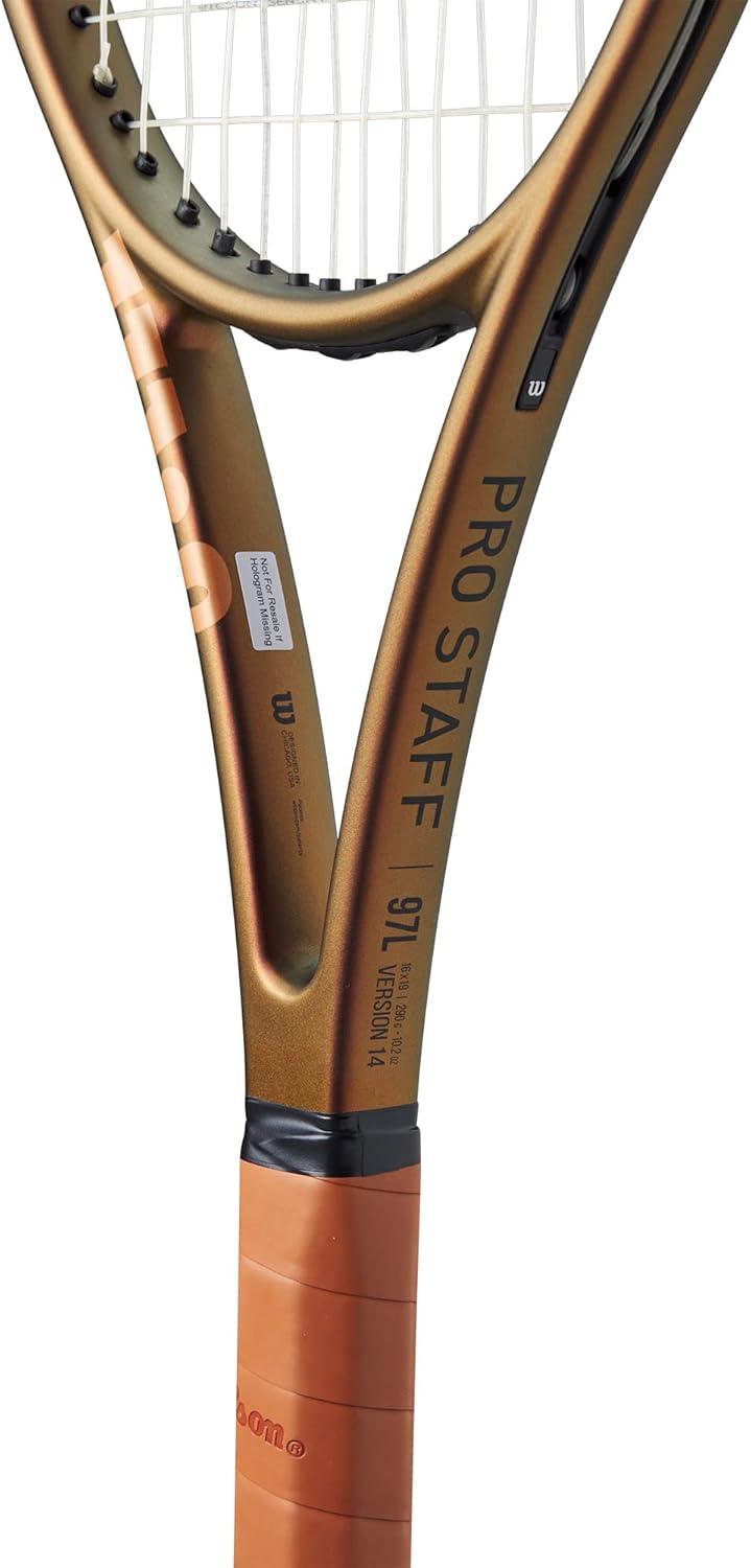 imageWilson Pro Staff 97L V14 Performance Tennis Rackets Strung with Sensation 16 Natural at Mid Range TensionGrip Size 1 4 18