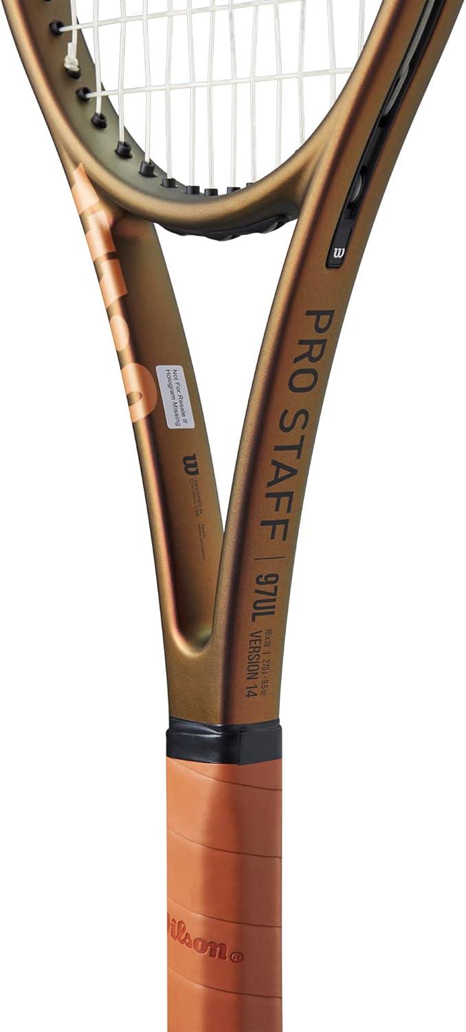 imageWilson Pro Staff 97UL V14 Performance Tennis Rackets Strung with Sensation 16 Natural at Mid Range TensionGrip Size 3 4 38