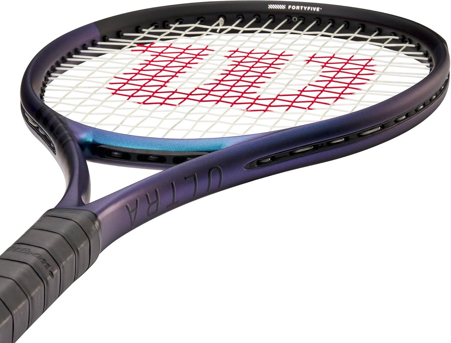 imageWilson Ultra 100 v40 Performance Tennis Rackets Strung with Sensation 16 Natural at Mid Range TensionGrip Size 0 4