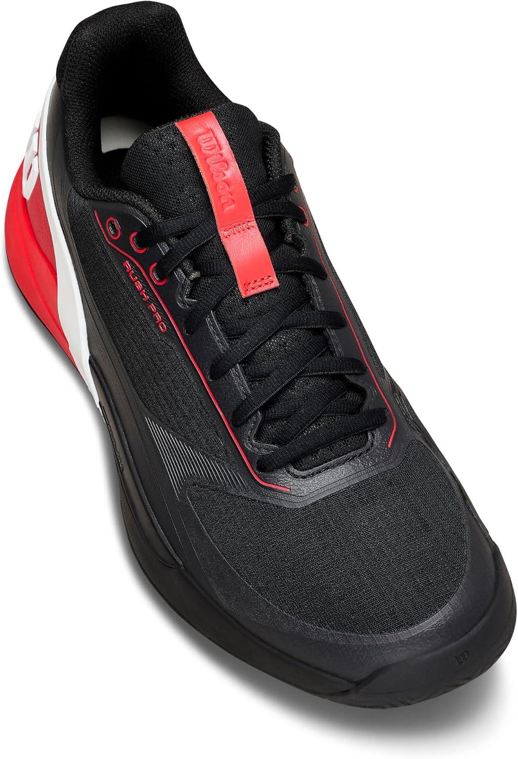 imageWILSON Mens Rush Pro 5 Tennis ShoesBlackInfraredWhite