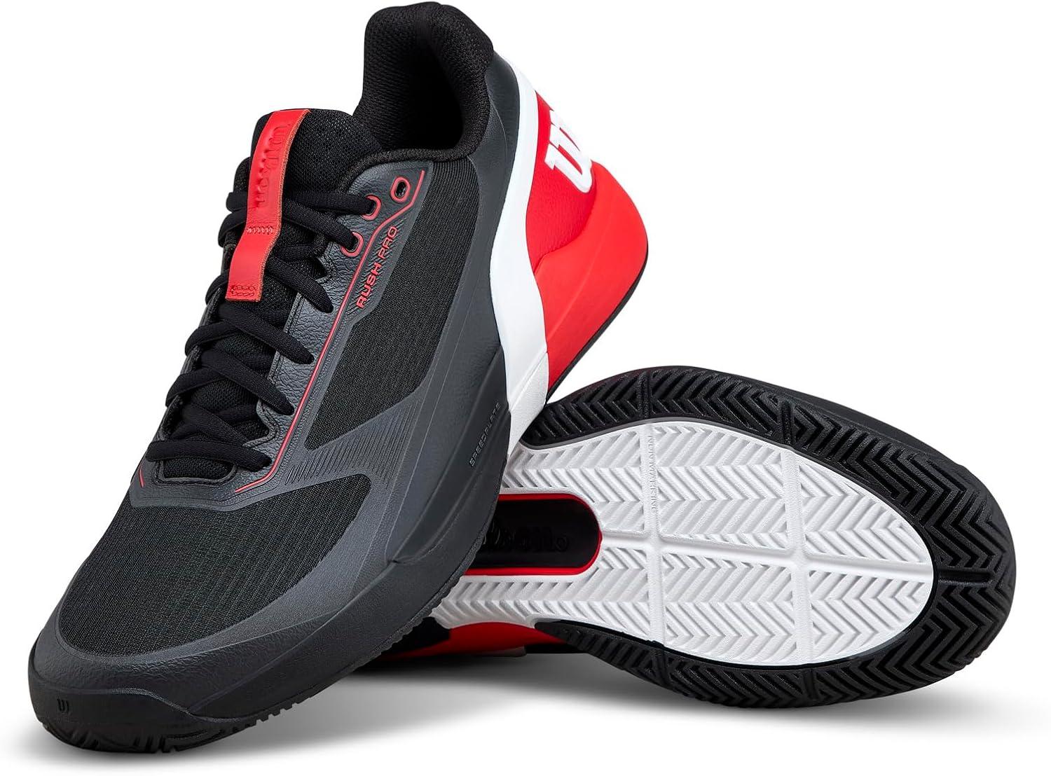 imageWILSON Mens Rush Pro 5 Tennis ShoesBlackInfraredWhite