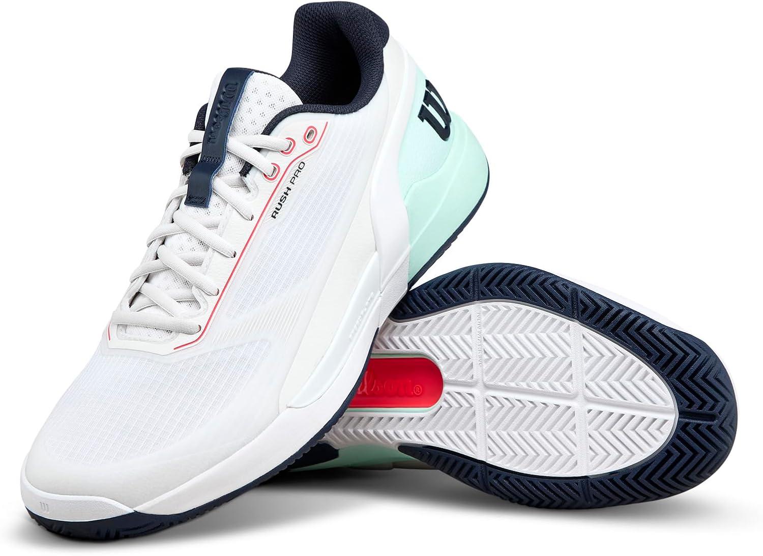 imageWILSON Mens Rush Pro 5 Tennis ShoesWhiteBayFiery Coral