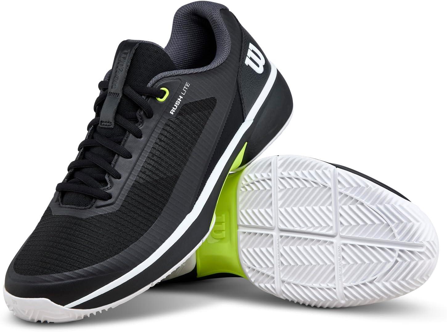 imageWilson Mens Rush Lite 5 Clay Mens Tennis ShoesBlackWhiteSafety Yello