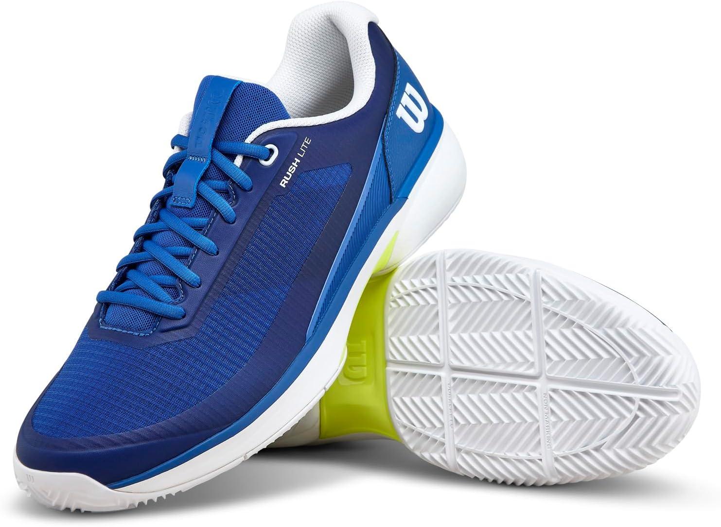 imageWilson Mens Rush Lite 5 Clay Mens Tennis ShoesDeja Vu BlueWhiteSafety Yellow
