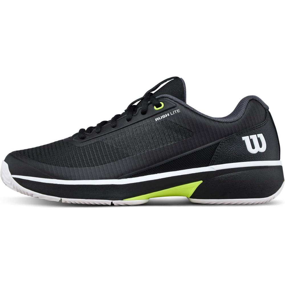 imageWilson Mens Rush Lite 5 Clay Mens Tennis ShoesBlackWhiteSafety Yello