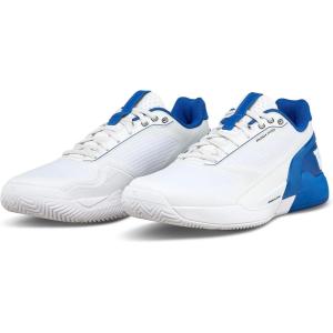 WILSON Men’s Rush Pro 5 Tennis Shoes(White/Deja Vu Blue/Safety Yellow)