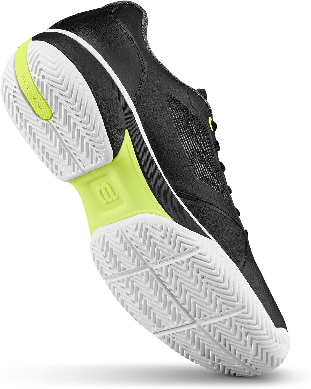 imageWILSON Mens Rush Lite 5 Tennis ShoesBlackWhiteSafety Yellow