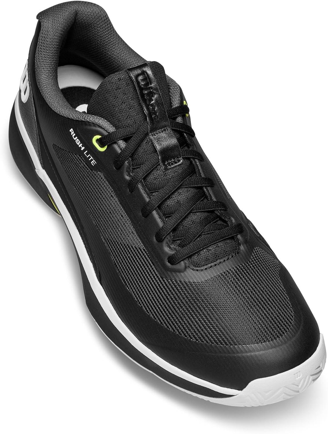 imageWILSON Mens Rush Lite 5 Tennis ShoesBlackWhiteSafety Yellow