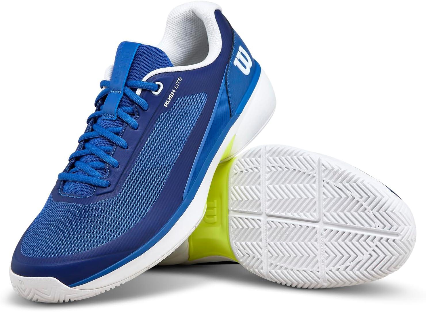 imageWILSON Mens Rush Lite 5 Tennis ShoesDeja Vu BlueWhiteSafety Yellow