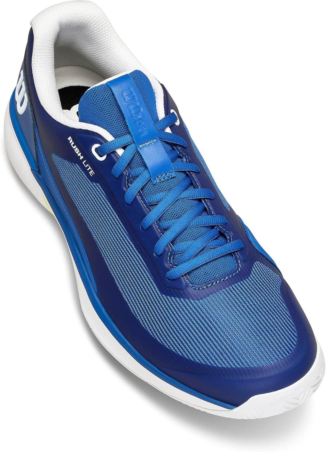 imageWILSON Mens Rush Lite 5 Tennis ShoesDeja Vu BlueWhiteSafety Yellow