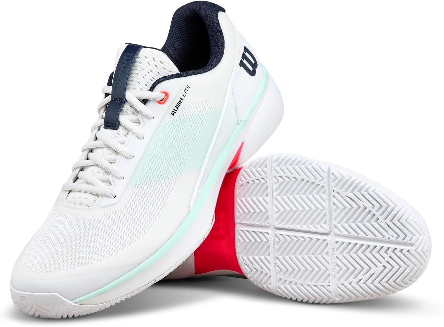 imageWILSON Mens Rush Lite 5 Tennis ShoesWhiteBayFiery Coral