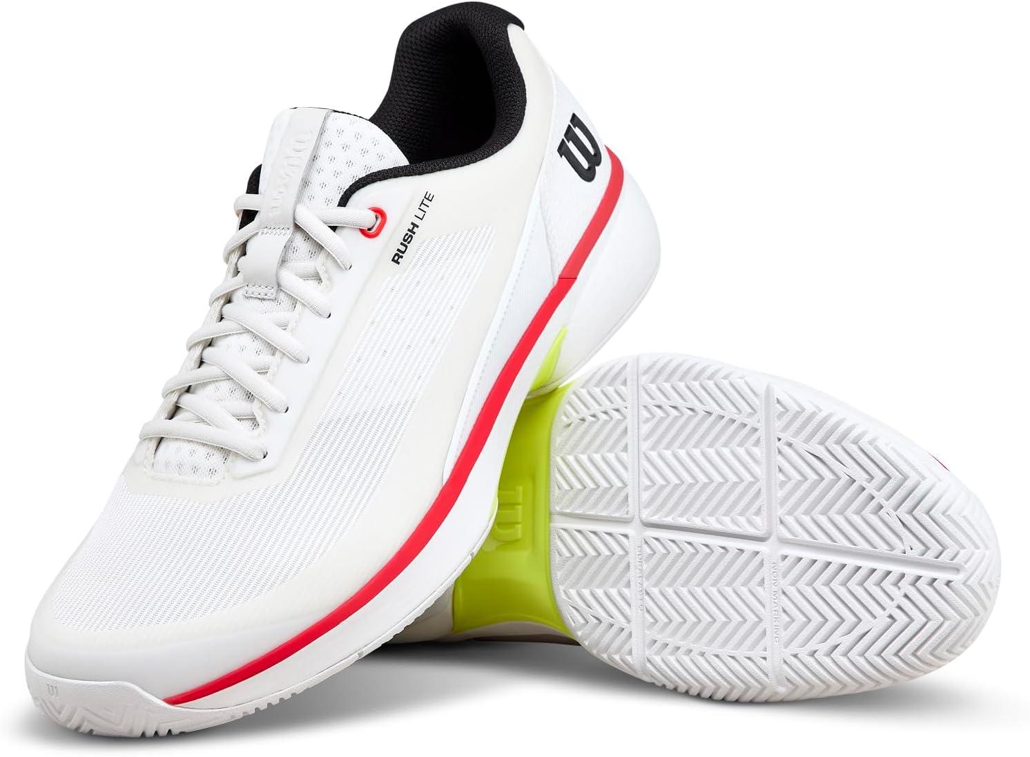 imageWILSON Mens Rush Lite 5 Tennis ShoesWhiteBlackInfrared