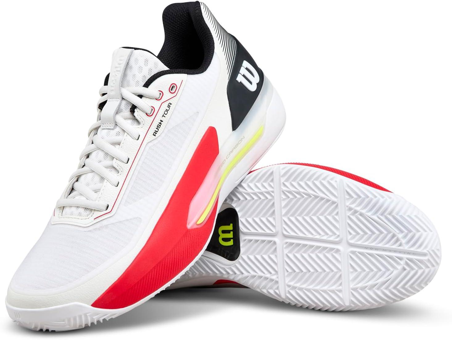 imageWilson Mens Rush Tour 5 Clay Mens Tennis ShoesWhiteBlackInfrared