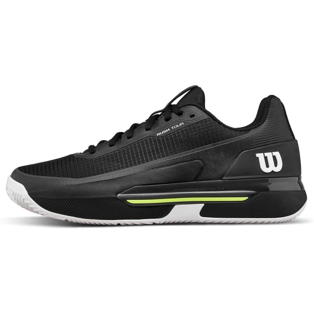 imageWilson Mens Rush Tour 5 Clay Mens Tennis ShoesBlackWhiteSafety Yellow