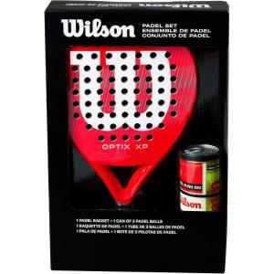 Wilson Optix XP Padel Kit – Red, Featuring the red Optix XP Paddle and Three Wilson Rush 100 Balls